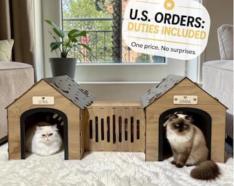 Modern Cat Hideaway, Wooden cat house, wooden cat castle, cat house, cat bed, Indoor cat house, cat furniture, Cat condo, Luxury cat bed
