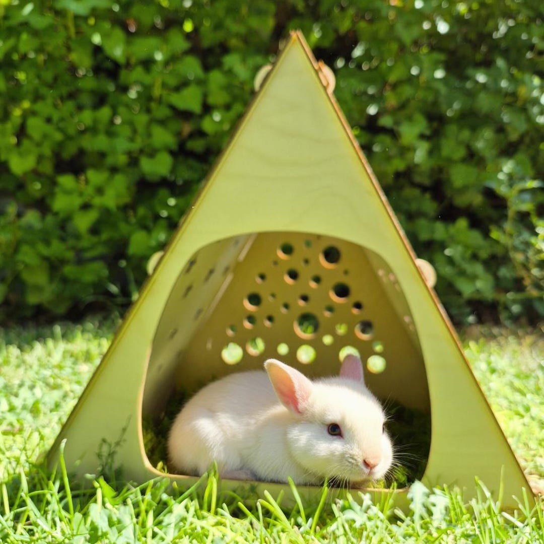 Natural Rabbit House Natural Wooden Bungalow Rabbit House, Organic Wooden Bunny Bungalow ...