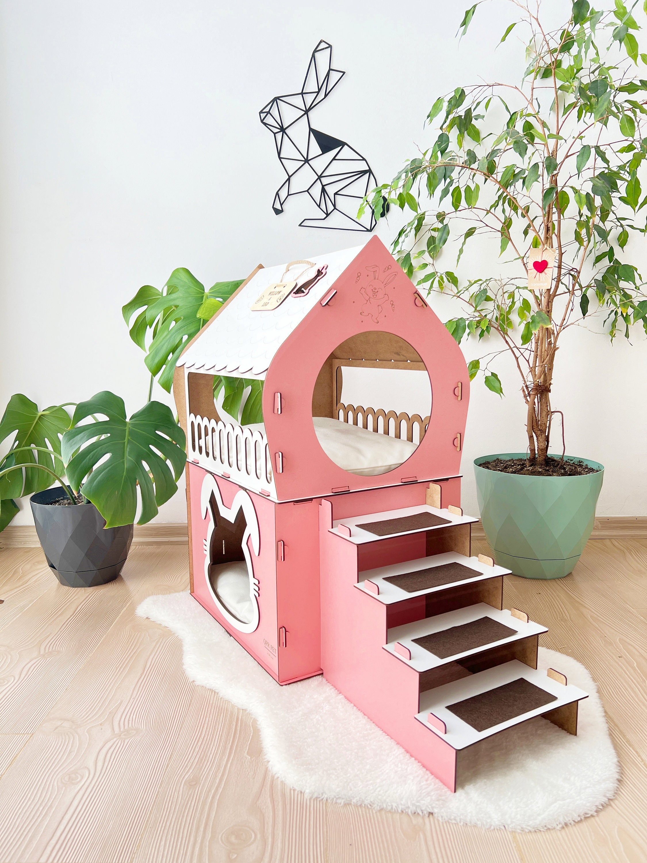 Kaninchenhaus Für 2 Kaninchen 2-stöckiges Kaninch Produktbild-Vorschau 2