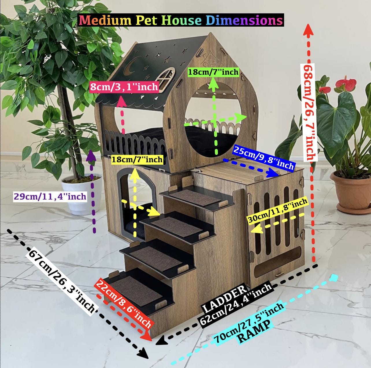 Modern Two-story Rabbit Villa, Customizable Two-story Bunny Mansion ...