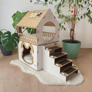 Casetta per conigli da interno, casetta in legno per conigli, mobili moderni per conigli, casetta per conigli, grazioso lettino per conigli, giocattoli per conigli, decorazioni per conigli, rifugio per conigli