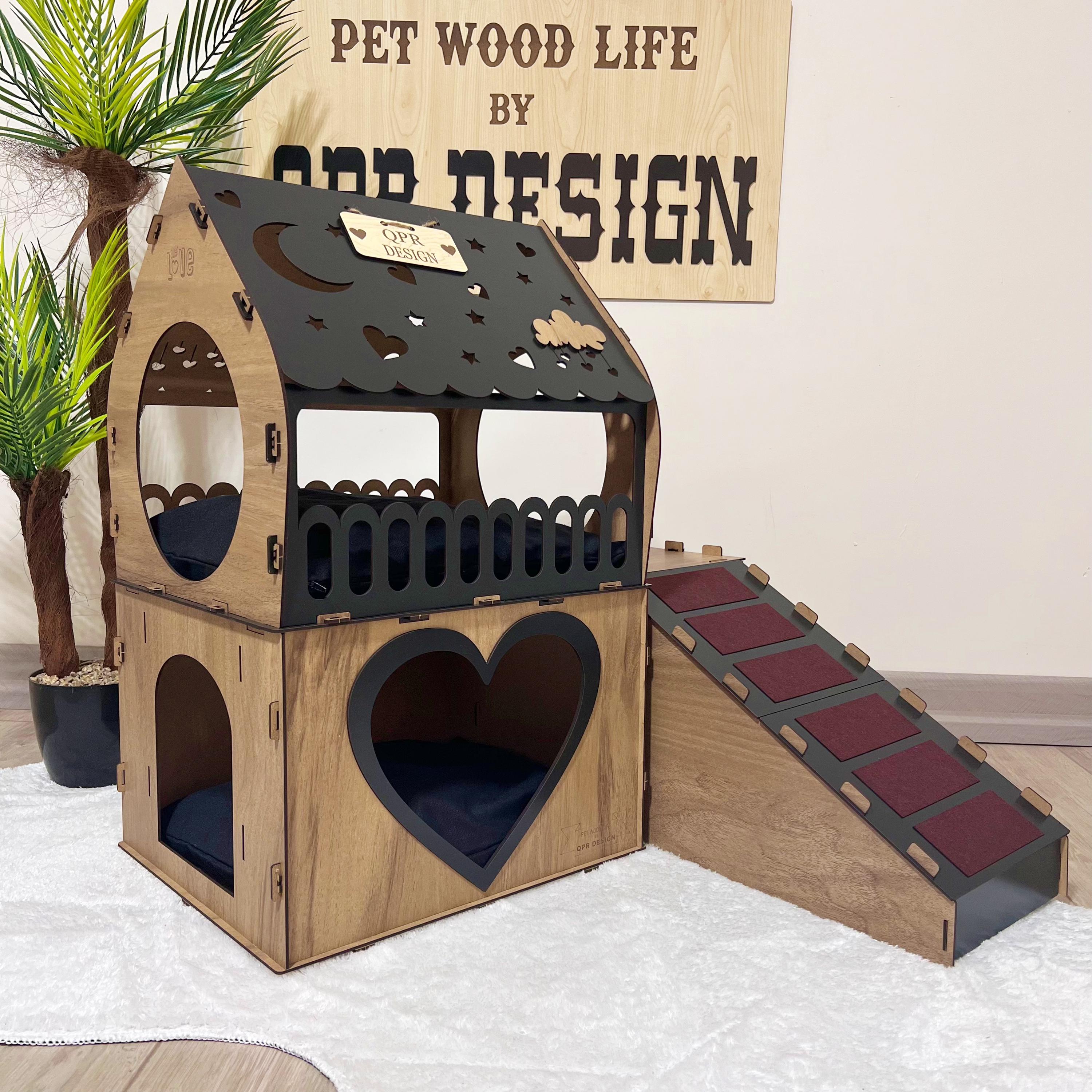 Modern Two-story Wooden Rabbit House: Love Design Bunny Castle, Wooden ...
