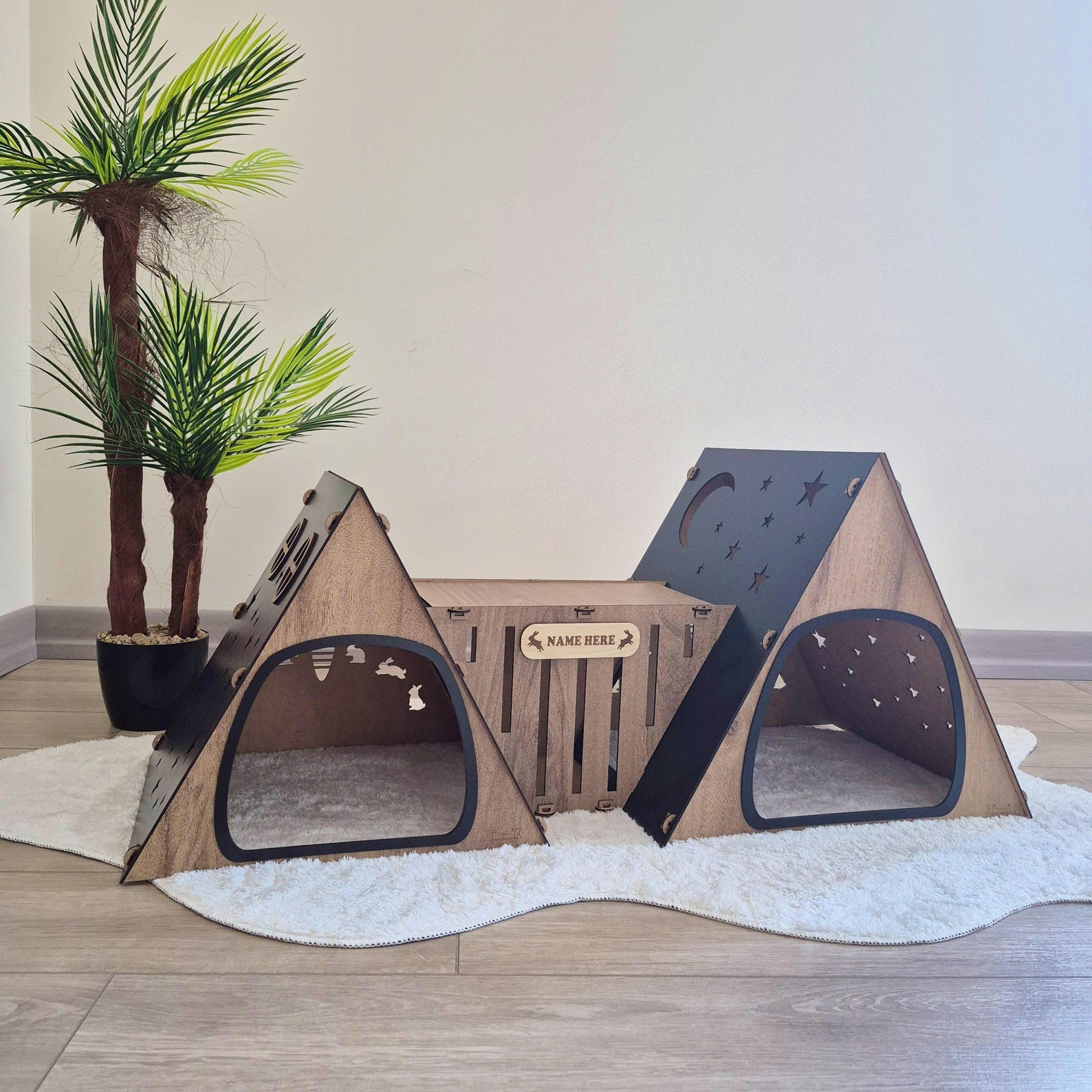 Edgecomb Pod Rabbit Wooden Bunny Bungalow, Rabbit Bungalow Indoor, Wooden Rabbit House ...