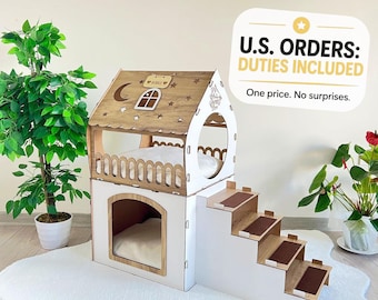 Wooden rabbit house, Two storey rabbit castle, Modern Rabbit Furniture, Bunny house, Wooden Pet House, Rabbit bed, Economical bunny house