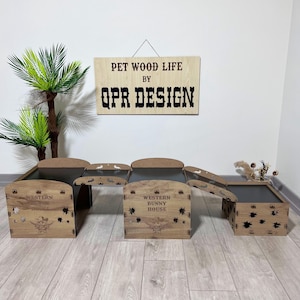 Wooden Rabbit House, Indoor Rabbit Castle, Hay Feeder Bunny Furniture, Rabbit Shelter, Personalized Bunny House, Rabbit Hutch, Bunny Bed