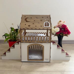 Indoor rabbit House, Bunny castle, Rabbit hutch, Rabbit beds, Bunny playhouse, Rabbit hidey house, Wooden Pet house, Rabbit hideout, Bun Toy