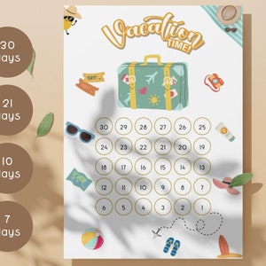 Kids vacation countdown | Kids countdown holiday trip | Vacation kids coloring activity | Kids printable activities | Kids vacation surprise