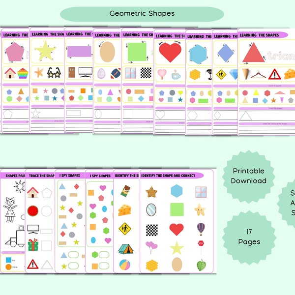 Geometric shapes,Shape recognition,Learning geometry,Shape workbook ,Shape sorting,Geometric patterns,Shape identification