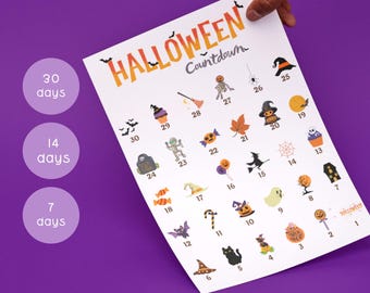 halloween advent calendar | halloween countdown calendar | printable halloween decor |digital download | Halloween Decor Classroom