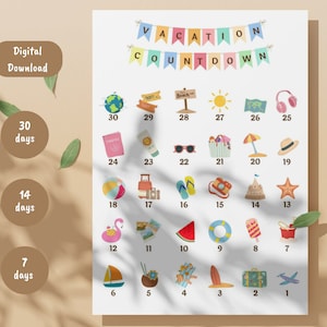 Kids vacation countdown | Kids countdown holiday trip | Vacation kids coloring activity | Kids printable activities | Kids vacation surprise