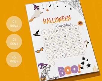 Halloween advent calendar | Halloween countdown calendar | printable halloween decor |digital download | Halloween Decor Classroom