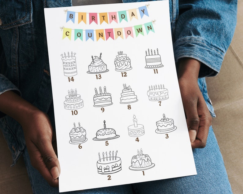 Birthday Countdown Printable Template, Kids Bday Countdown, Rainbow ...