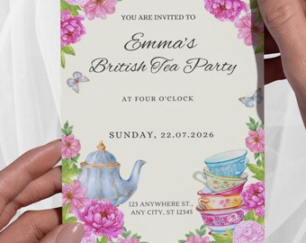 Printable & Customisable Tea Party Invitation