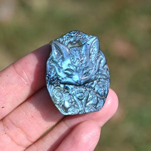 1.2&#39; Natural Carved Labradorite fox pendant,Crystal fox carved,Quartz crystal,Home decor,Crystal collect,Crystal gift,Crystal healing