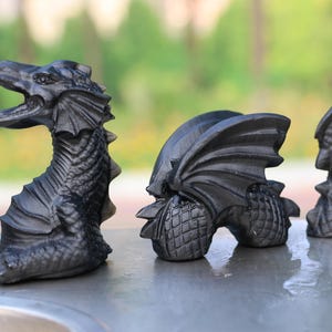 5.6&#39;&#39; Natural Carved Obsidian Dragon,Crystal Dragon carved,Quartz crystal,Home decorCrystal gift,Crystal collect，Crystal healing