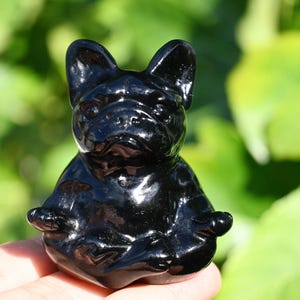 2.3&#39;&#39; Natural Obsidian meditation Dog,Quartz crystal Dog carved,Home decor,crystal decoration,Crystal gift,Reiki healing
