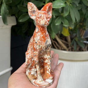 5.8'' Natural Quartz crystal hairless cat,Crystal cat carved,Home decor,crystal decoration,Crystal gift,Reiki healing
