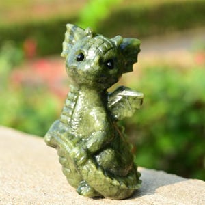 2.4&#39;&#39; Natural Carved Green jade Dragon,Quartz crystal dragon,Home decor,crystal decoration,Crystal gift,Reiki healing