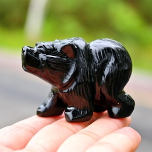 2&#39;&#39; Natural Hand carved Obsidian Bear,Quartz crystal,Home decor,Crystal collect,crystal Bear,Crystal gift,Crystal  healing