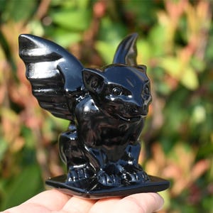 3&#39;&#39; Natural Obsidian Gargoyle,Crystal Gargoyle carved,Quartz crystal,Home decor,Crystal collect,crystal decor,Crystal gift,Reiki healing