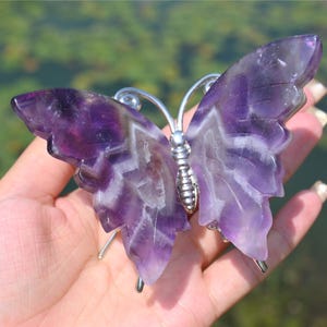 3.6&#39;&#39;Natural carved Dream amethyst Butterfly, Crystal butterfly, Quartz crystal,Home decor,Crystal collect,Crystal gift,Crystal healing
