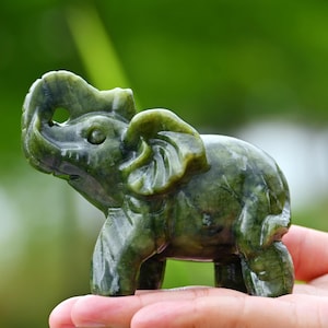 3.8&#39;&#39; Natural Green jade Elephant,Crystal elephant carved,Quartz crystal,Home decor,crystal decoration,Crystal gift,Crystal healing