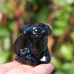 1.5&#39;&#39; Natural Hand carved Obsidian Dragon,Quartz crystal Dragon carved,Home decor,crystal collect,Crystal gift,Crystal healing
