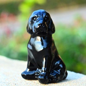 2.2&#39;&#39; Natural Hand carved Obsidian dog,Quartz crystal Dog carved,Home decor,crystal Golden Retriever,Crystal gift,Reiki healing