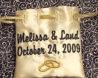 Personalized Embroidered Jewelry Bag for Wedding Rings