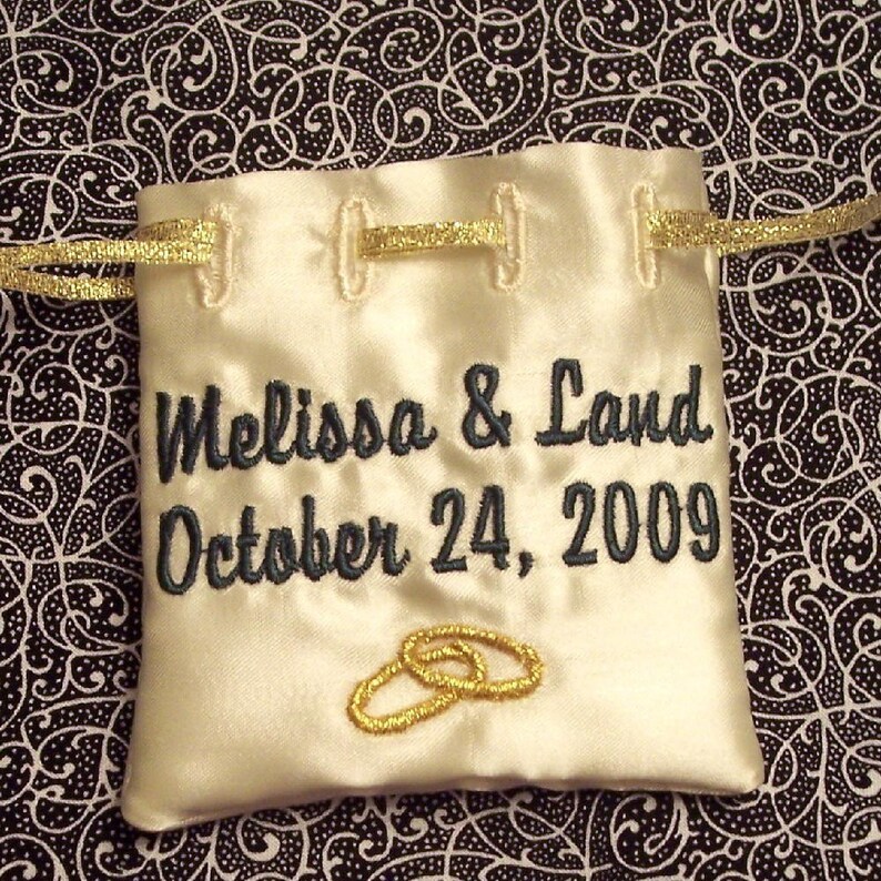 Personalized Embroidered Jewelry Bag for Wedding Rings Etsy
