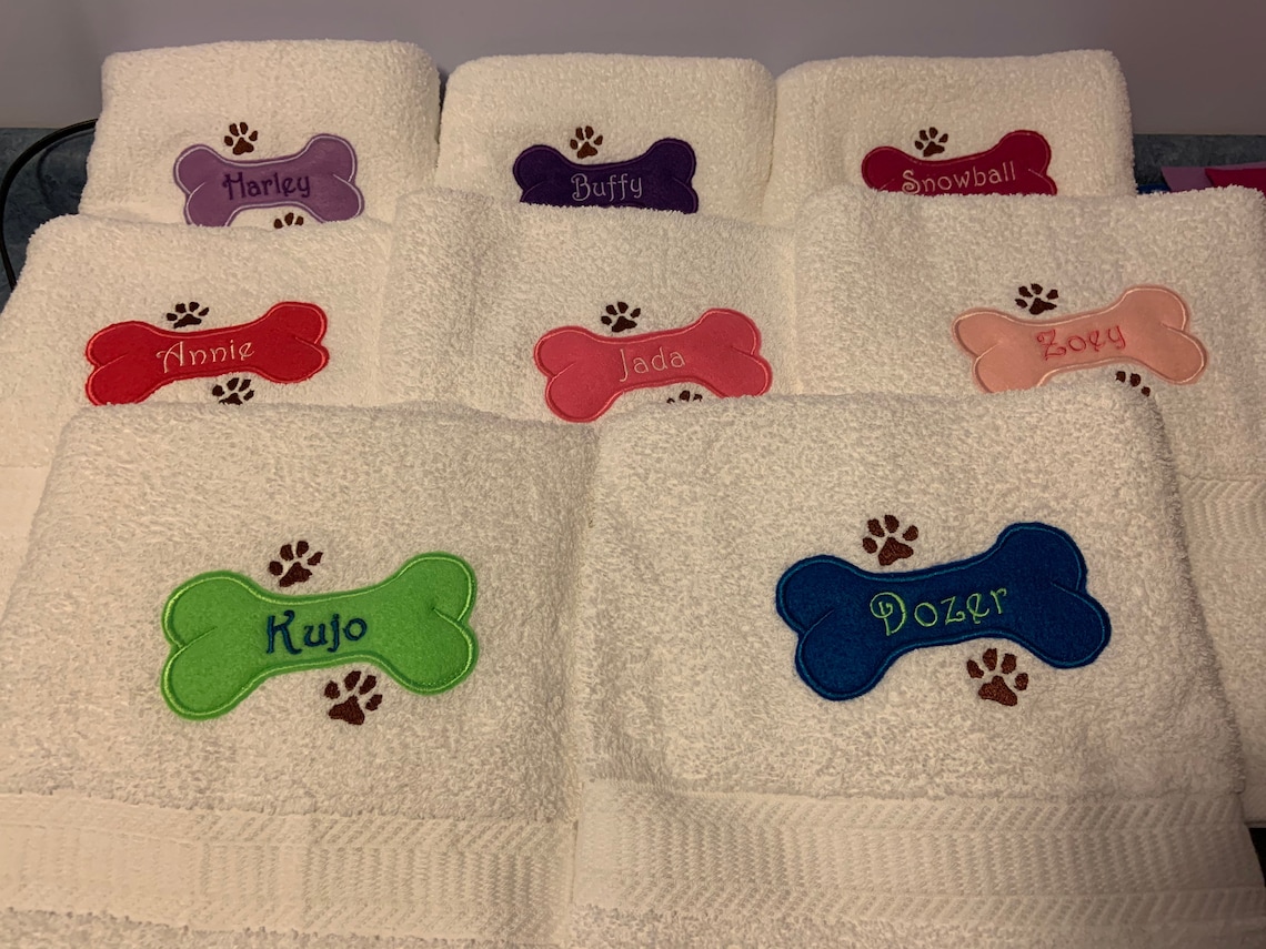 Personalized Embroidered Dog Bath Towel Etsy