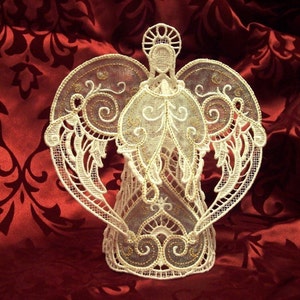 Embroidered 3D Lace Angel tree topper or table decoration