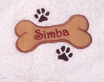 Personalized Embroidered Dog Bath Towel