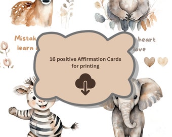 16 modern Affirmationcards for Kids, children, Babies - Inspiration card - Printable Design