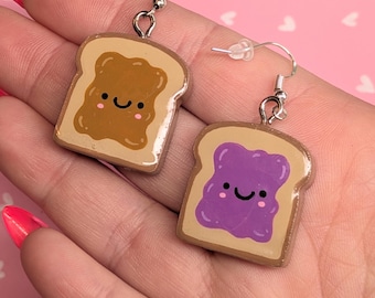 Peanut Butter and Jelly Earrings, PB&J Earrings, Foodie Gift, Kawaii Food Earrings, Miniature Food Jewelry, PB and J Earrings, Cute Earrings