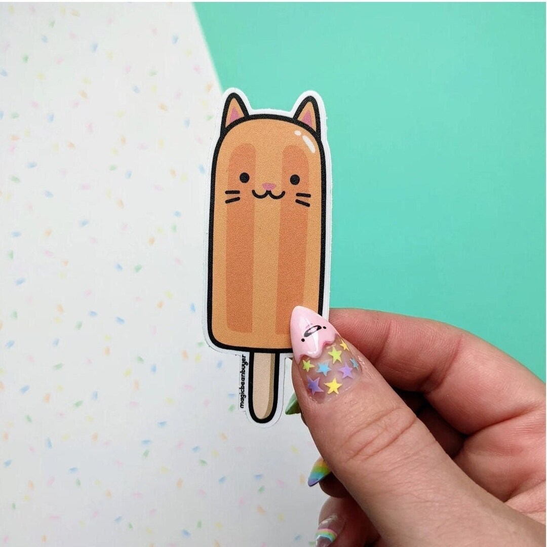 Orange Cat Popsicle Vinyl Sticker - Laptop Decal - Matte Waterproof - Etsy