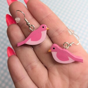 Pink Little Bird Earrings, Cute Animal Jewelry, Bird Earrings, Bird Lover Gift, Bird Watchers Gift, Dainty Bird Earrings, Hypoallergenic