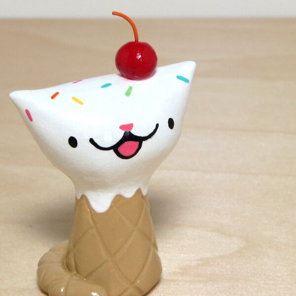 Waffle Cone Ice Cream Kitteh Cat Figurine