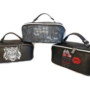 Variations de sacs cosmétiques faits à la main, brodés, cuir artificiel, faux cuir, trousse de toilette, trousse de maquillage, cadeau pour elle, cadeau de la Saint-Valentin