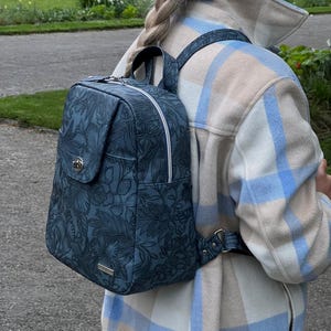 Rucksack-Set Blau Handgemacht Kunstleder mit Täschchen und Kosmetiktasche Weihnachts Geschenk für sie
