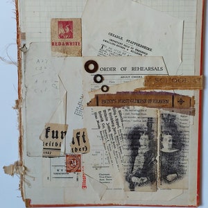 Collage originale fatto a mano, carte vintage, copertina del libro vintage, 28 cm x 22,8 cm