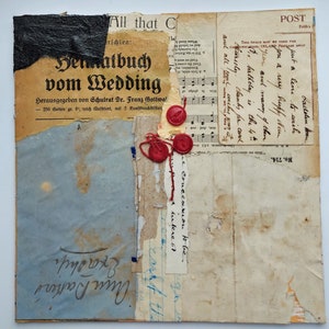 Collage originale fatto a mano, Stile retrò, Tecnica mista, Carte vintage