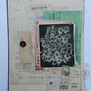 Arte del collage fatta a mano, Tecnica mista, Carte vintage, Copertina del libro vintage