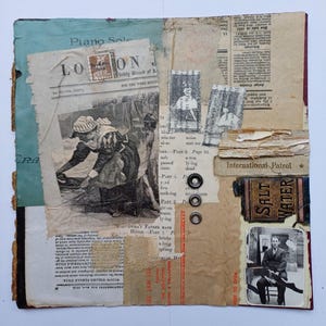 Arte collage originale, Tecnica mista, Carte vintage