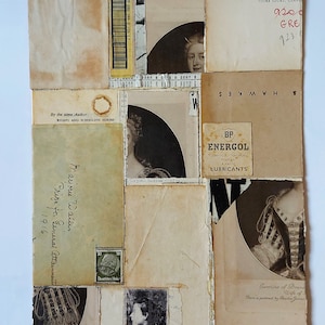 Arte collage originale, fatto a mano, tecnica mista, carte vintage, passepartout