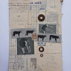 Original handmade collage art, Mixed media, Vintage papers