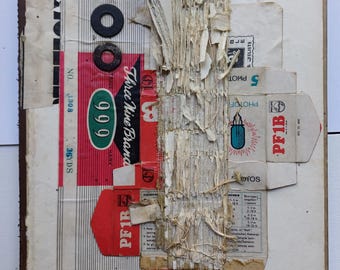Original handmade collage, Mixed media, Vintage papers, 25.8 x 20cm