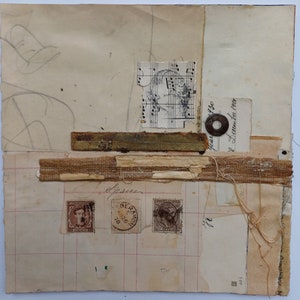 Arte collage originale, fatto a mano, 20 cm, carte vintage