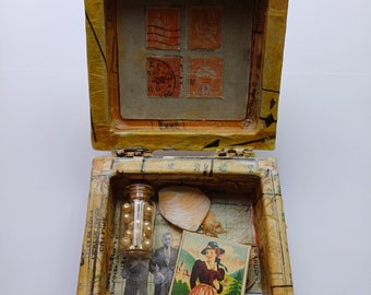 Altered art, Altered box, Assemblage art, Collage art, Mixed media, Vintage papers