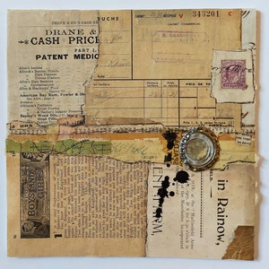 Collage originale fatto a mano in stile vintage, carte fatte a mano, uniche, vintage